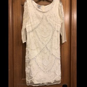 Prelude White Beaded Dress with Sleeves